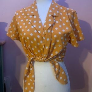 Forever 21 Yellow Polkadot Tie Top